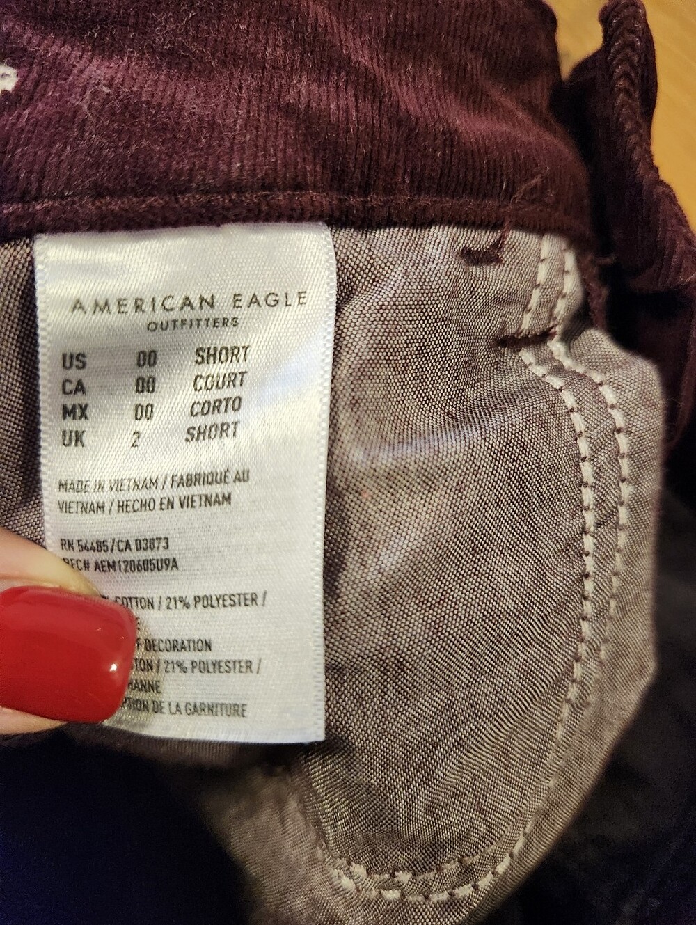American Eagle Corduroy High-Rise Slim Jeans in Plum Color - Picture 5 of 5